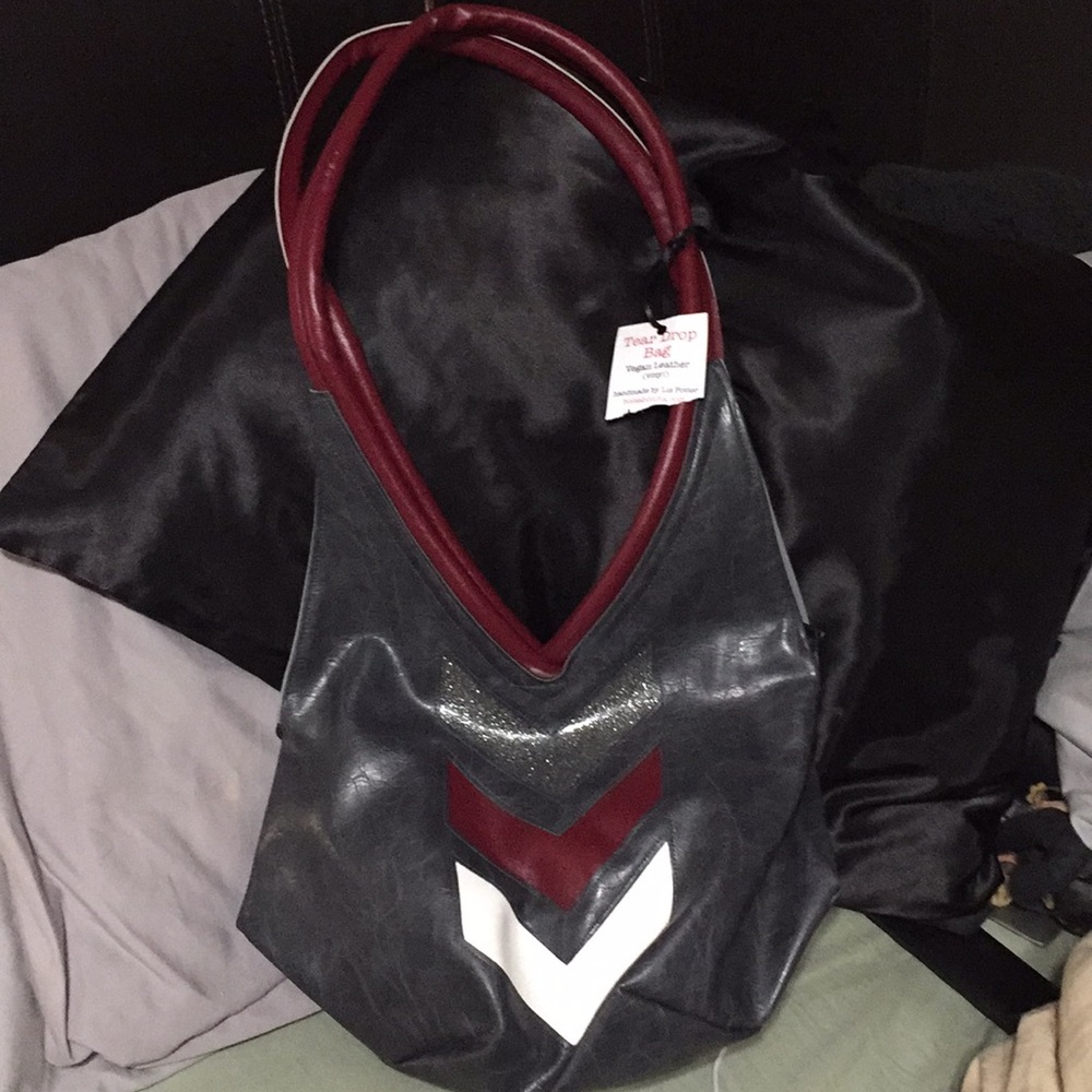 Tear drop vegan leather handmade purse